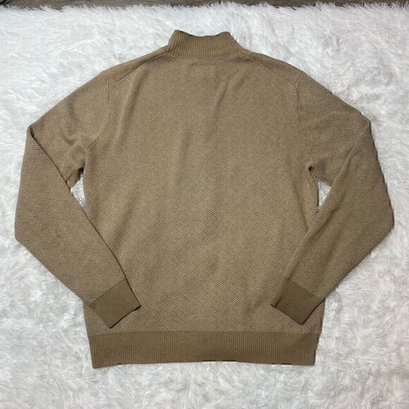 Daniel Hechter Knit Sweater Mens Sz M Cotton Full Zip Brown Tan - Picture 5 of 10